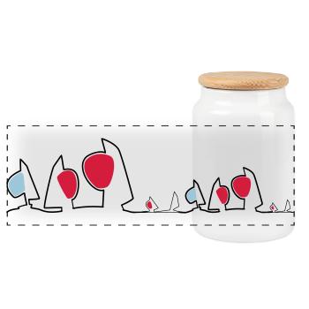 Regatta Skyline Sailboats Sailing Sailing Boats - Panoramic Cookie Jar with Wooden Lid - white - Front