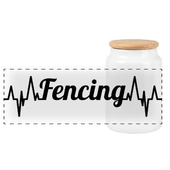 Fencing Heart palpitations - Panoramic Cookie Jar with Wooden Lid - white - Front