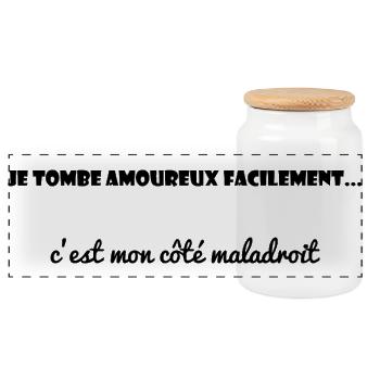 COUPLE. LOVERS. LOVE. I LOVE YOU. COUPLE. LOVE. - Panoramic Cookie Jar with Wooden Lid - white - Front