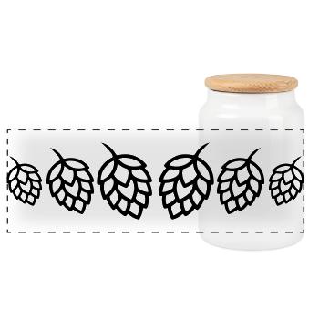 Symbole des bourgeons du houblon - Boîte à biscuits avec couvercle en bois - blanc - Devant