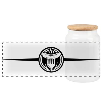 Sausage Bratwurst Icon - Panoramic Cookie Jar with Wooden Lid - white - Front