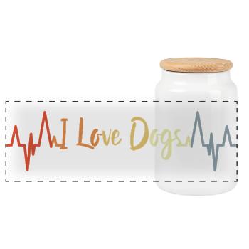 Dog Lover Heartline - Panoramic Cookie Jar with Wooden Lid - white - Front