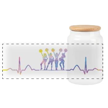 Cheerleader Cheer Mom Cheerleading - Panoramic Cookie Jar with Wooden Lid - white - Front