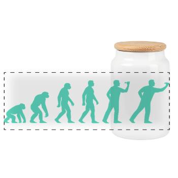 Advanced evolutionary silhouette - Panoramic Cookie Jar with Wooden Lid - white - Front