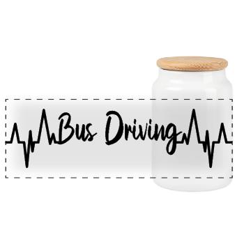 Bus driver ECG - Panoramic Cookie Jar with Wooden Lid - white - Front