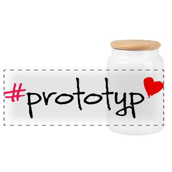 Prototype Hashtag Saying T-Shirt - Panoramic Cookie Jar with Wooden Lid - white - Front