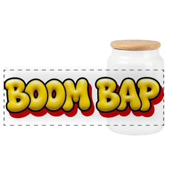 BOOM BAP - Oldschool Hip Hop Bubble Comic Style - Boîte à biscuits avec couvercle en bois - blanc - Devant