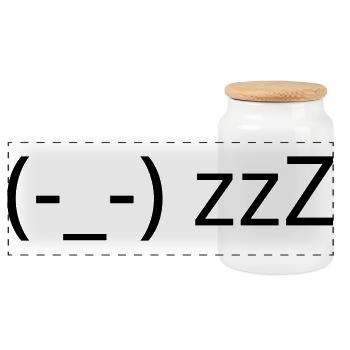 Émotique (-_-) zzZ de sommeil Kaomoji fatigué - Boîte à biscuits avec couvercle en bois - blanc - Devant