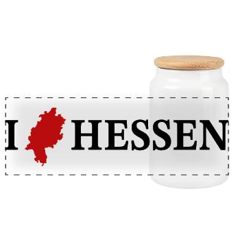 I love Hessen Bundesland Deutschland - Panorama Keksdose mit Holzdeckel - Weiß - Vorne