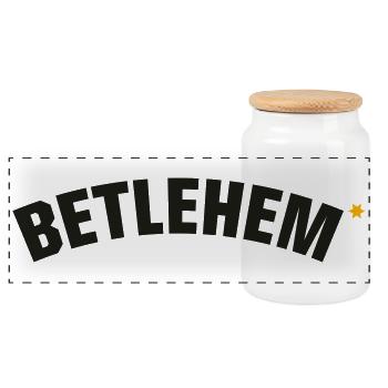 Betlehem - Panoramic Cookie Jar with Wooden Lid - white - Front