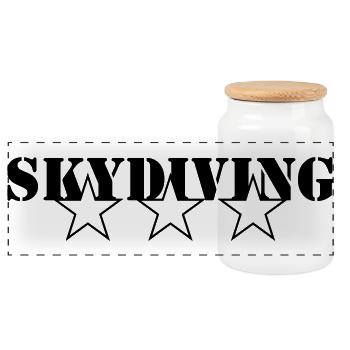 Skydiving - Panoramic Cookie Jar with Wooden Lid - white - Front