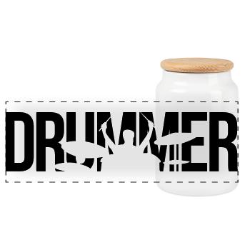 drummer - Panoramic Cookie Jar with Wooden Lid - white - Front