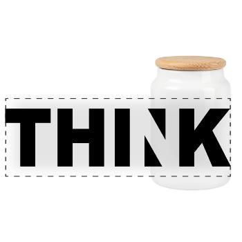 Think - Panoramic Cookie Jar with Wooden Lid - white - Front