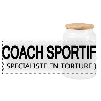 Coach sportif humour - Boîte à biscuits avec couvercle en bois - blanc - Devant
