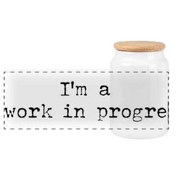 Work in progress - Panoramic Cookie Jar with Wooden Lid - white - Front