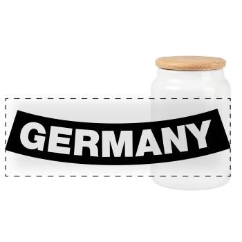 Germany Chapter Element (JGA MC-Rocker-Design) - Panorama Keksdose mit Holzdeckel - Weiß - Vorne