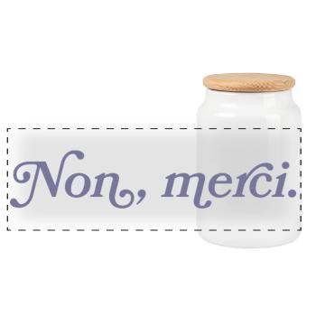 Non, merci – French Minimalism - Panoramic Cookie Jar with Wooden Lid - white - Front