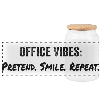 Office vibes : pretend, smile, repeat - Boîte à biscuits avec couvercle en bois - blanc - Devant
