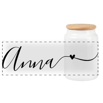 Anna Last name First name Decorative - Panoramic Cookie Jar with Wooden Lid - white - Front