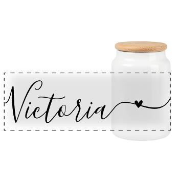 Prénom Victoria Prénom décoratif - Boîte à biscuits avec couvercle en bois - blanc - Devant