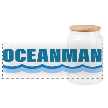 OCEANMAN - Panoramic Cookie Jar with Wooden Lid - white - Front