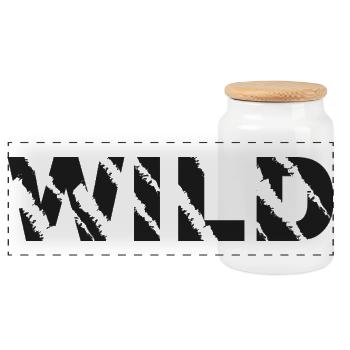 Wilde Schriftzug Ragged - Panorama Keksdose mit Holzdeckel - Weiß - Vorne