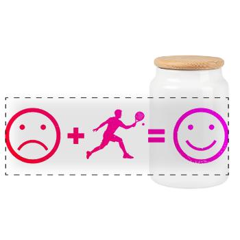 Padel court gift for learning to play padel fans - Panoramic Cookie Jar with Wooden Lid - white - Front
