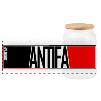 Antifa autonome - Boîte à biscuits avec couvercle en bois - blanc - Devant