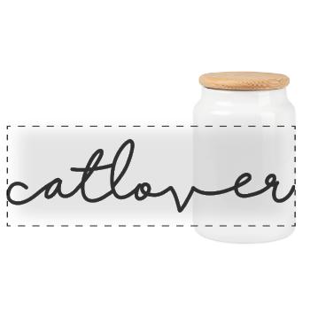 Catlover script - Panoramic Cookie Jar with Wooden Lid - white - Front