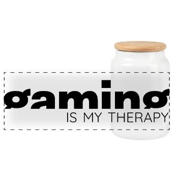 Gaming is my therapy - Gamer Statement Design - Panorama Keksdose mit Holzdeckel - Weiß - Vorne