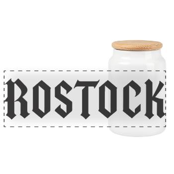 Rostock Fraktur - Panorama Keksdose mit Holzdeckel - Weiß - Vorne