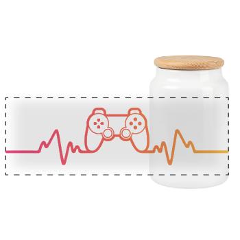 Gamer Sunset Heartbeat Gaming - Panorama Keksdose mit Holzdeckel - Weiß - Vorne
