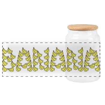 Cartoony banana typography - Panoramic Cookie Jar with Wooden Lid - white - Front