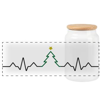 Weihnachtsbaum Herzschlag EKG Weihnachten - Panorama Keksdose mit Holzdeckel - Weiß - Vorne