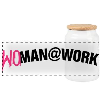 Woman at work - Boîte à biscuits avec couvercle en bois - blanc - Devant