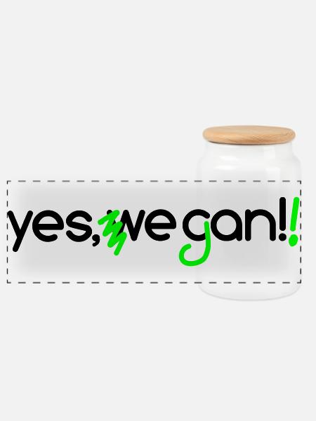 yes we can vegan - Panorama Keksdose mit Holzdeckel - Weiß