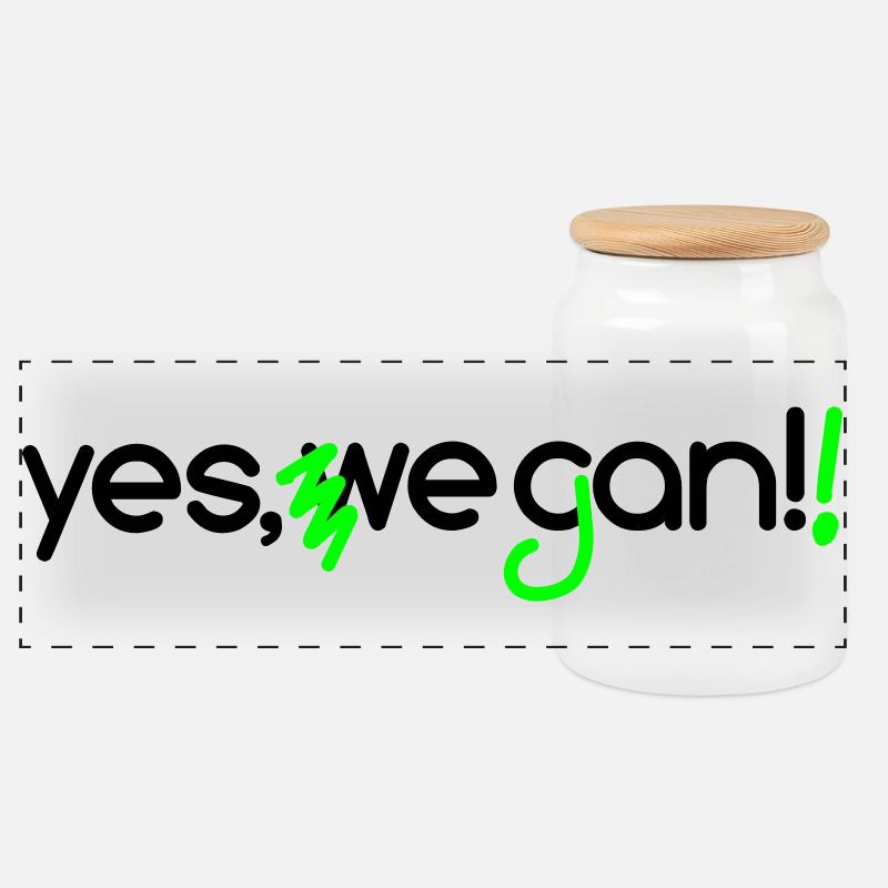 yes we can vegan - Panorama Keksdose mit Holzdeckel - Weiß