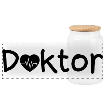 Doktor Arzt Liebe Medizin Spruch Geschenk - Panorama Keksdose mit Holzdeckel - Weiß - Vorne