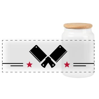 Kitchen knives for -starred chefs - Panoramic Cookie Jar with Wooden Lid - white - Front