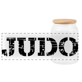Judo - Panoramic Cookie Jar with Wooden Lid - white - Front