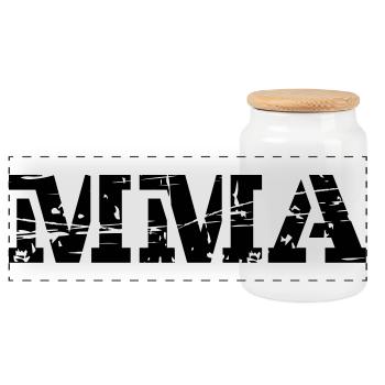 MMA - Panoramic Cookie Jar with Wooden Lid - white - Front