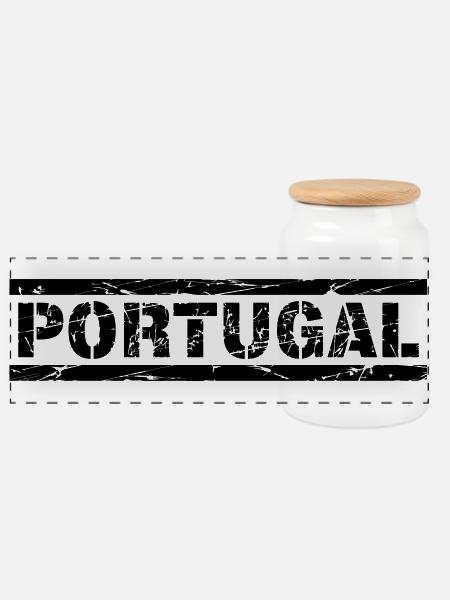 Portugal - Panorama Keksdose mit Holzdeckel - Weiß