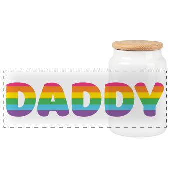 LGBTQ+ Daddy - Panoramic Cookie Jar with Wooden Lid - white - Front