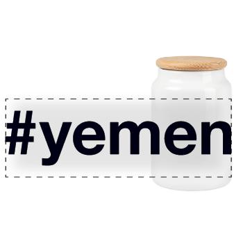 YEMEN Hashtag - Panorama Keksdose mit Holzdeckel - Weiß - Vorne