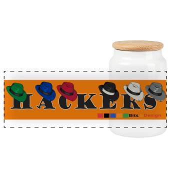Hackers Logo Retro Design - Boîte à biscuits avec couvercle en bois - blanc - Devant