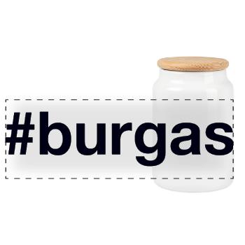 BURGAS Hashtag Bulgarie Bulgare - Boîte à biscuits avec couvercle en bois - blanc - Devant