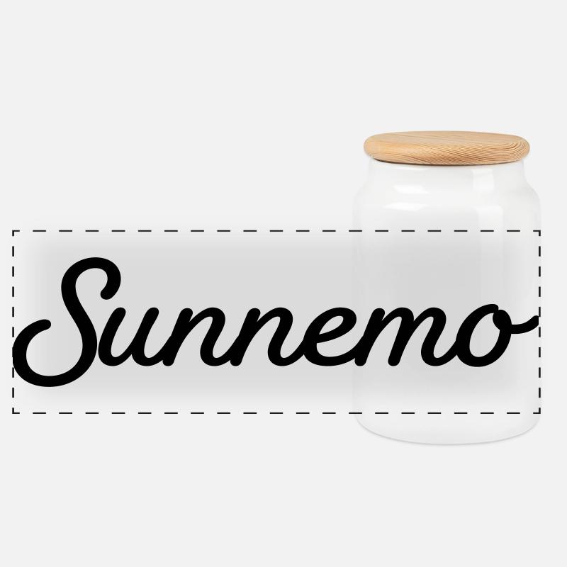 Sunnemo schwarz - Panorama Keksdose mit Holzdeckel - Weiß