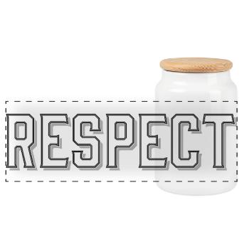 Respekt lettering with 3D effect - Panoramic Cookie Jar with Wooden Lid - white - Front