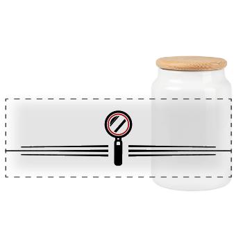 Magnifying glass icon line - Panoramic Cookie Jar with Wooden Lid - white - Front