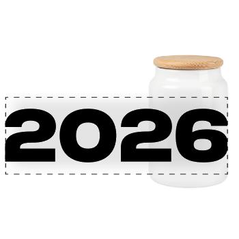 2026 Jahrgang Geschenk - Panorama Keksdose mit Holzdeckel - Weiß - Vorne